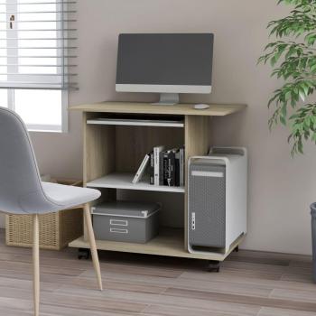 VidaXL White Sonoma Oak Computer Desk 80x50x75 cm Engineered Wood