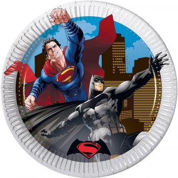 20 cm, Batman vs Superman-platos de papel para fiestas, conjunto de 8