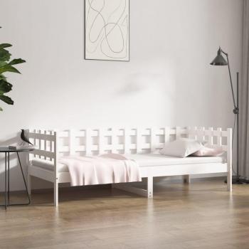 Sofá Cama Dormeuse Blanca 80x200 cm de Madera Maciza de Pino