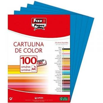 Fixo paper 11110430 z paquete de cartulinas a4 z 100 unidades color azul indigo 180g