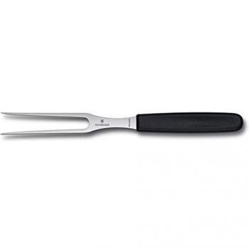 Tenedor de Carving Victorinox Swiss Classic 15 cm, Hoja Extra Afilada, Mango de Plástico Robusto, Acero Inoxidable, Color Negro