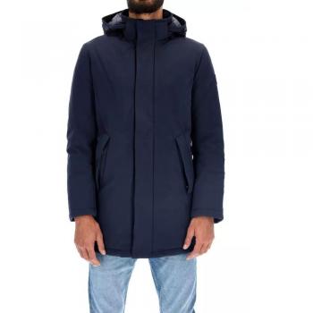 RefrigiWear Blue Nylon Parka Jacket - Technical Parka Jacket with Removable Hood, Male, Size: 2XL