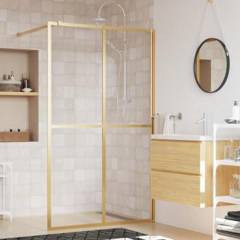 Mampara de ducha de vidrio transparente ESG dorado 140x195 cm