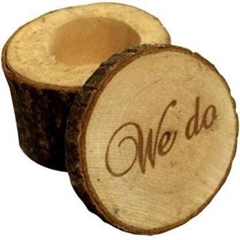 ULTNICE Caja de madera elegante anillo de boda portador con el impreso hacer por compromiso de boda