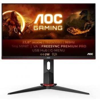 AOC Monitor Gaming 24G2SU- 24 Full HD, 165Hz, 4ms, VA, FreeSync Premium, FlickerFree, Low Blue Light , Ajustable en altura