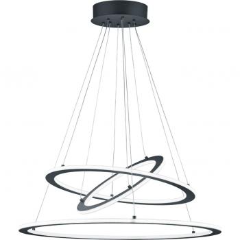 Lámpara colgante LED regulable gris antracita 3 anillos Ø80 cm TIJN-TRIO LIGHTING