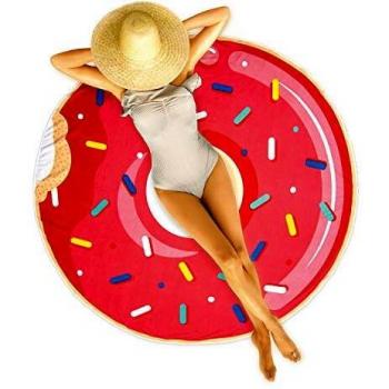 JET LAG VO1304 Toalla DE Playa, Donut Rose Et Multicolore, Estandar