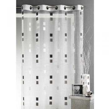 Cortina Casa - Visillo Organza Jacquard con paramento tafetán Gris, 100% poliéster, gris, 140 x 260 cm