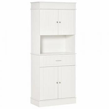 HOMCOM Mueble Auxiliar de Cocina Aparador Alacena con 1 Cajón 4 Puertas y Estantes Interiores Ajustables para Comedor Salón Antivuelco 74,3x39