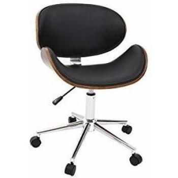 Miliboo - Silla de escritorio diseño negro y madera walnut