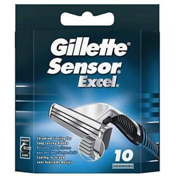 Gillette Sensor Excel Cuchillas de Afeitar Hombre, Paquete de 10 Cuchillas de Recambio