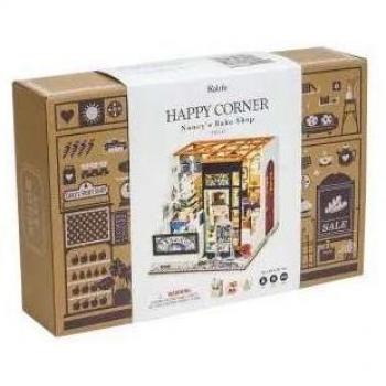 ROBOTIME DIY Dollhouse Wooden Miniature Furniture Kit Nancy's Bake Shop con LED Light Puzzle 3D