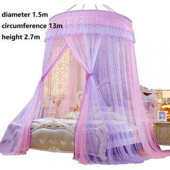 Cúpula de Cama Mosquitera Redonda con Cortina Plegable y Encanto de Encaje para Princesa