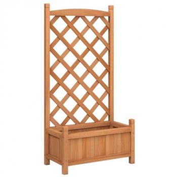 vidaXL Planter with Trellis Brown Solid Wood Fir