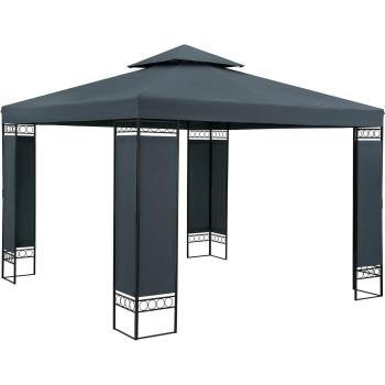 Gazebo de metal Lorca antracita 3x3m con protección UV 50+, repelente al agua, doble techo y sistema de flujo de aire