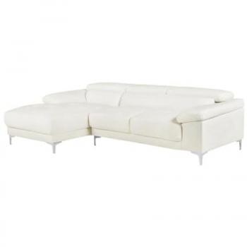Sofá rinconero de piel Solange - Color blanco - Ángulo izquierdo