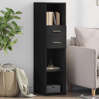 Aparador alto de madera de ingeniería negro 30x42,5x124 cm