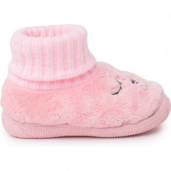 Zapatillas de casa cerradas para niña tipo calcetín con diseño de osito y pelo suave