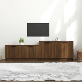 Mueble para TV de madera multicapa en color roble marrón, dimensiones 158,5x36x45 cm