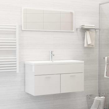 Conjunto de muebles de baño de tablero de partículas blanco brillante