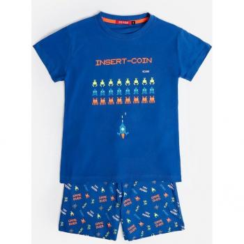 Pijama de niño corto azul con divertido estampado de videojuegos