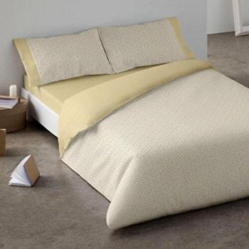 Burrito Blanco Juego de Funda Nórdica 300 de Algodón Ecológico con Estampado de Formas Geométricas para Cama Grande de Matrimonio de 200x200 cm, Amarillo Mostaza