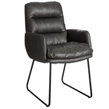 Silla Oficina Acolchado Gris de Polipiel y Metal de 59x67x92 cm - LOLAhome