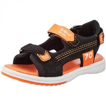 Kickers Plane Children's Sandals - Black Orange, Size 10 UK