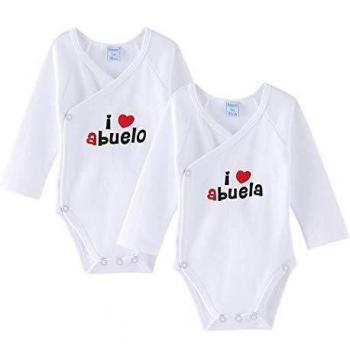 Amomí Body para Bebé, Pack de 2 unidades, Manga Larga, 100% algodón, Suave Bodies con Botones de Presión, Color Blanco y Crudo