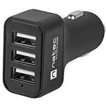Cargador Coche NATEC 3XUSB 5V 5.1A 12V 24V Negro