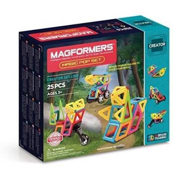 Magformers- Magfomers Magic Pop, Set de 25 Piezas, Colores Vivos y traslucidos