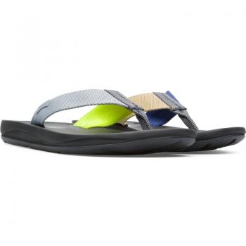 CAMPER Twins Sandals for Men - Grey, Yellow, Blue, Size 45, Cotton Fabric