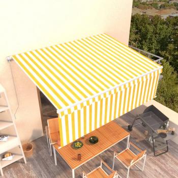 Tienda de Sol Retráctil Manual 4,5x3m Amarillo y Blanco con Parasole