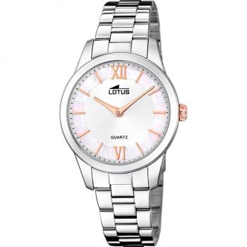 Reloj Lotus Trendy 18889/1 para Mujer, Esfera Plateada, Resistente al Agua, Acero Plateado