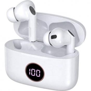 Auriculares Inalámbricos Bluetooth Cool Air Pro con Estuche de Carga y Pantalla LCD - Blanco