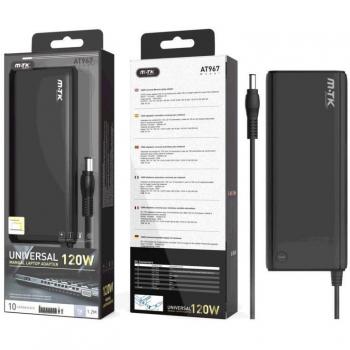 Cargador Universal Automático para Portátiles 120W con 10 Conectores y Cable de 1.2m, Negro