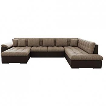 Sofá rinconero Comfivo 114 con función de descanso y caja de ropa de cama, 348x205x76cm, diseño U