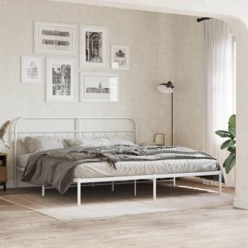 Cama con cabecero de metal blanco 200x200 cm