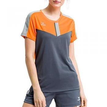 Erima Squad Women's Short Sleeve T-shirt - New Orange / Slate Grey / Monument Grey