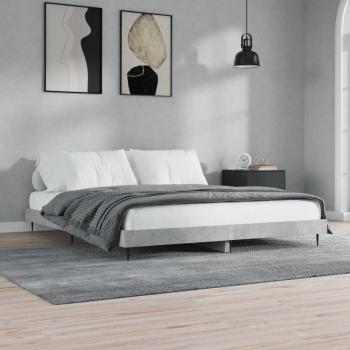 Estructura de cama de madera contrachapada gris hormigón 200x200cm