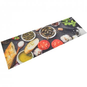 Alfombra de cocina lavable terciopelo dibujo de patas 60x180 cm Color Gris con huellas de patas