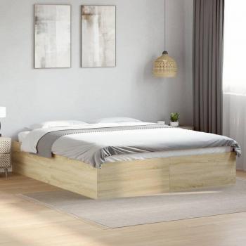 Cama Sonoma de Madera Multicapa 150x200 cm en color Roble Marrón