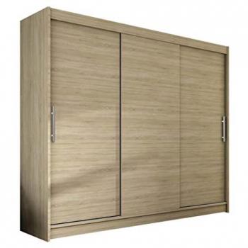 Armario Atlanta 118, Correderas, Roble Sonoma, 215x250x58cm, 9 Estantes