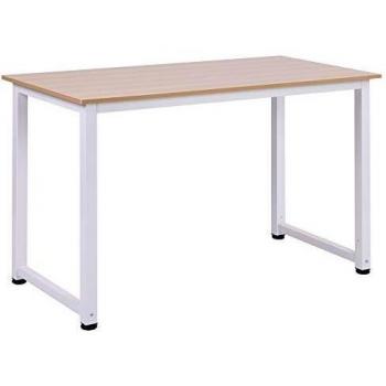 HOMCOM Mesa de Ordenador Escritorio para Hogar Oficina con Pies Ajustables Mobiliario Simple de Oficina 120x60x76cm Carga 100kg Marco Metal