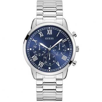 GUESS Men's 44mm Steel Bracelet & Case Quartz Blue Dial Analog Watch W1309G1