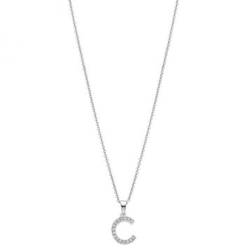 Collar Lotus Silver LP1958-1/C Letra C Trendy de Plata con Circonita para Mujer