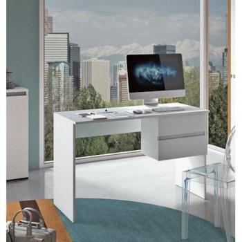 Escritorio Carpino Blanco, Lineal con 2 Cajones, Mesa de Estudio Multiusos y Ahorra Espacio, 100% Fabricado en Italia, 110x53x76 cm
