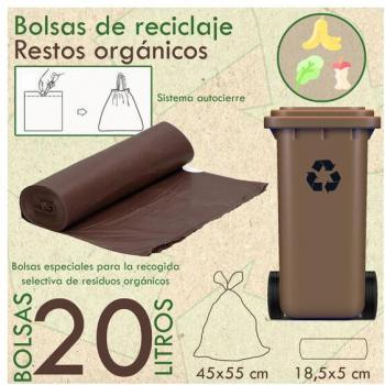 100 Bolsas de Basura con Autocierre 20L Capacidad Polietileno Marrón WELLHOME Classic Bag 45x55 Cm