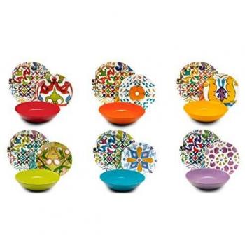 Excelsa - Vajilla Lisbona de 18 piezas, en porcelana y cerámica, multicolor