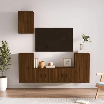 Set de muebles de TV 5 piezas madera contrachapada roble marrón vidaXL